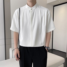 轻熟风~2025夏季新款中式立领五分袖衬衫V713/P50，男装T恤，电商B331