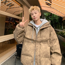 MY241-特105控168冬装美式立领机车皮棉服PU情侣棉衣面包服外套男，男装棉衣，电商B370