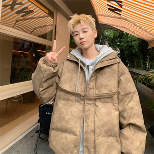MY241-特105控168冬装美式立领机车皮棉服PU情侣棉衣面包服外套男图片