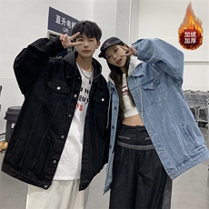 冬季加绒加厚情侣假两件连帽牛仔棉衣外套帽子可拆卸JR733-P98，男装棉衣，星座912-1（原星座914-5）