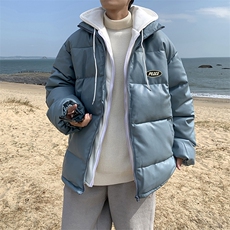 pu皮棉服外套男韩版潮流秋冬季加厚假两件棉衣面包服AW2290-P95，男装棉衣，星座512-2