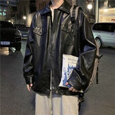 皮衣夹克韩版潮流帅气上衣港风ins宽松百搭外套工装W1316-P60，男装夹克，星座512-4