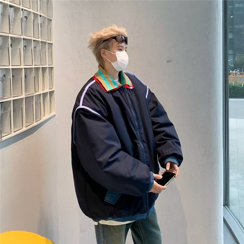日系复古设计感拼色翻领夹克潮牌宽松百搭情侣宽松外套82366-p68,男装夹克,星座1008