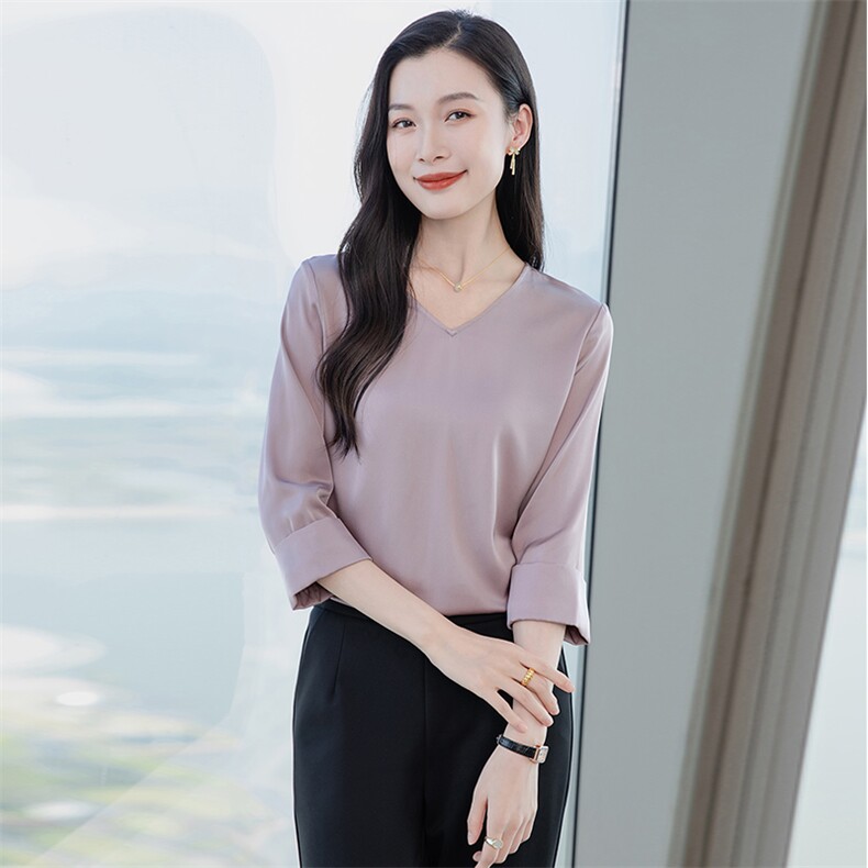 重磅真丝衬衫女2026新款夏季高端气质小衫真丝五分半袖上衣,女装衬衫,阿舍尔精品