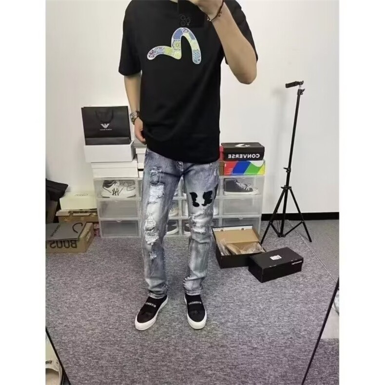 1506A/G9970/P44港风潮男夏季新款2025个性字母牛仔裤,男装牛仔裤,星座1506A