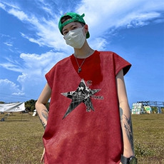 量大优供视频得物直播品230克夏季麂皮绒背心无袖T恤BJ369，男装T恤，电商A486