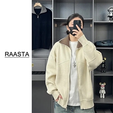 网图M902-P60巴恩风撞色翻领男士针织开衫百搭休闲毛衣外套，男装针织衫/毛衣，电商D310B