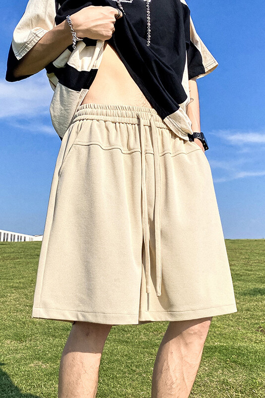 深度库存得物夏季冰丝裤纯色短裤高克重宽松卫裤沙滩裤D71-特P25,男装牛仔裤,电商A099