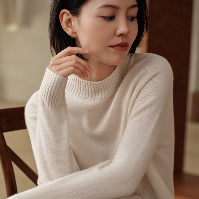2025秋冬新款女羊绒衫100纯羊绒上衣加厚针织套衫保暖羊绒套头衫,女装羊绒衫,绒知纯羊绒