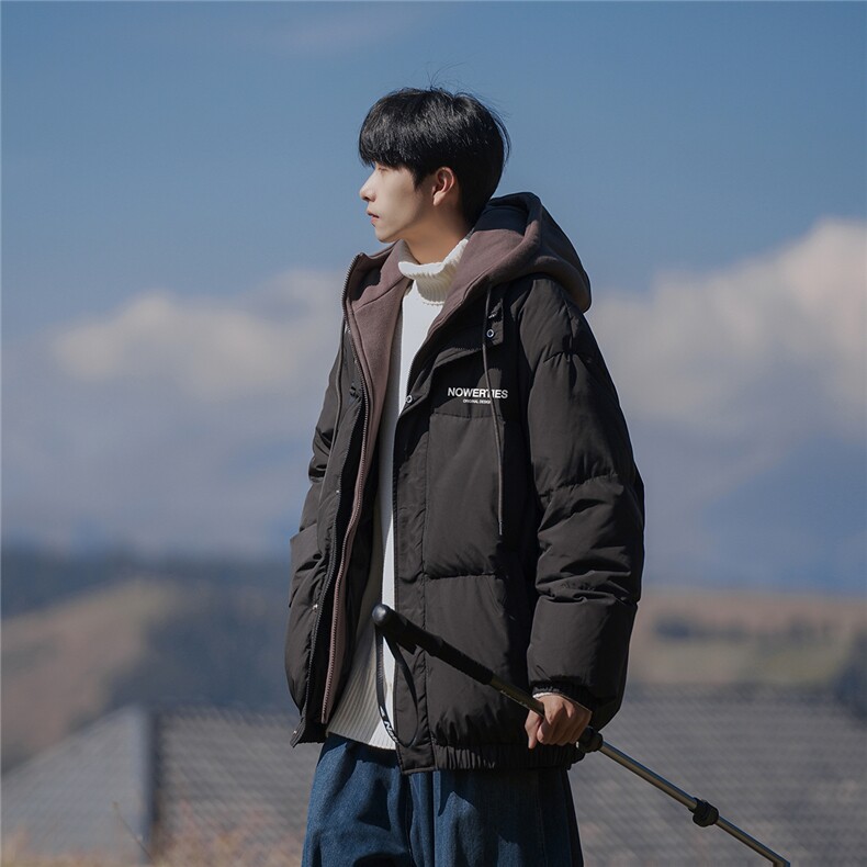 新疆山系字母印花宽松假两件连帽棉服A247-MY475特批115控168,男装棉衣,电商A247