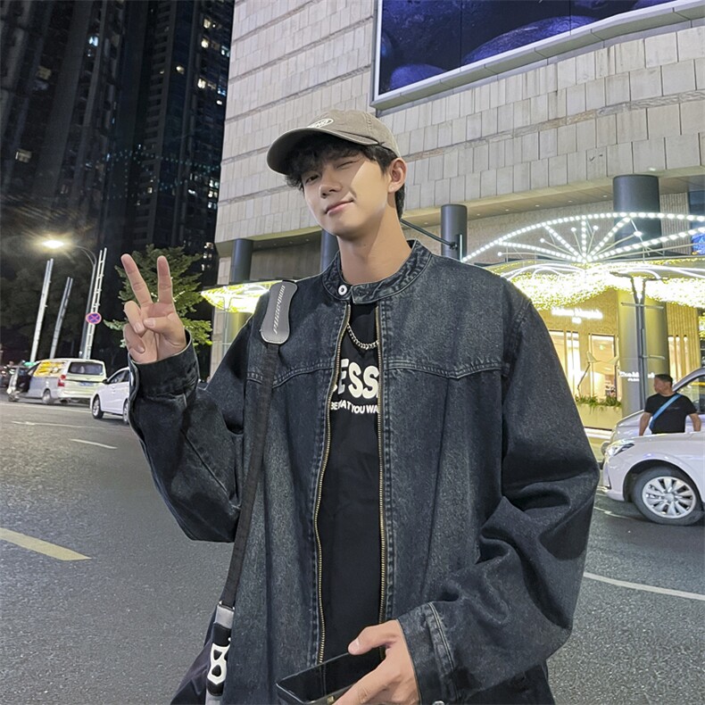 A1008 P75秋冬新款青年男生休闲日系港风潮男外套夹克图片