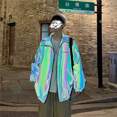 春秋季休闲外套日系ins炫彩反光夹克男潮宽松百搭上衣W3640-P52，男装夹克，星座512-2