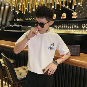 312A-1106-P35 新款社会小伙短袖T恤宽松男士潮流半袖体恤B图片