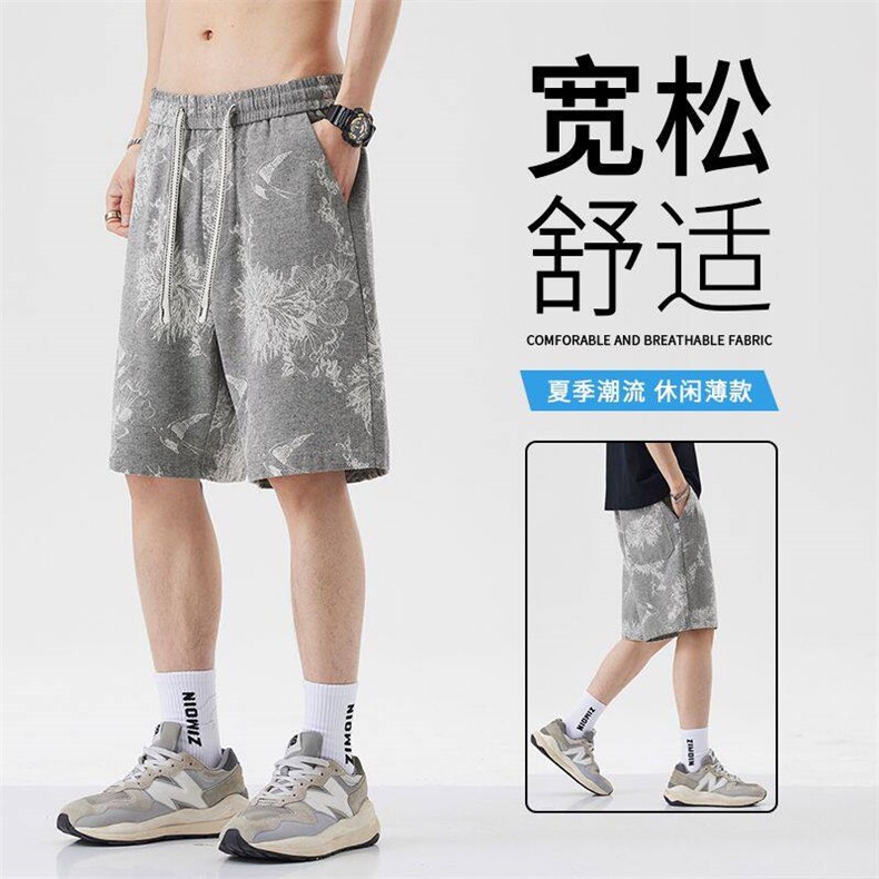 2025夏季新款宽松休闲裤花卉图案百搭时尚潮流穿搭牛仔短裤D62P40图片
