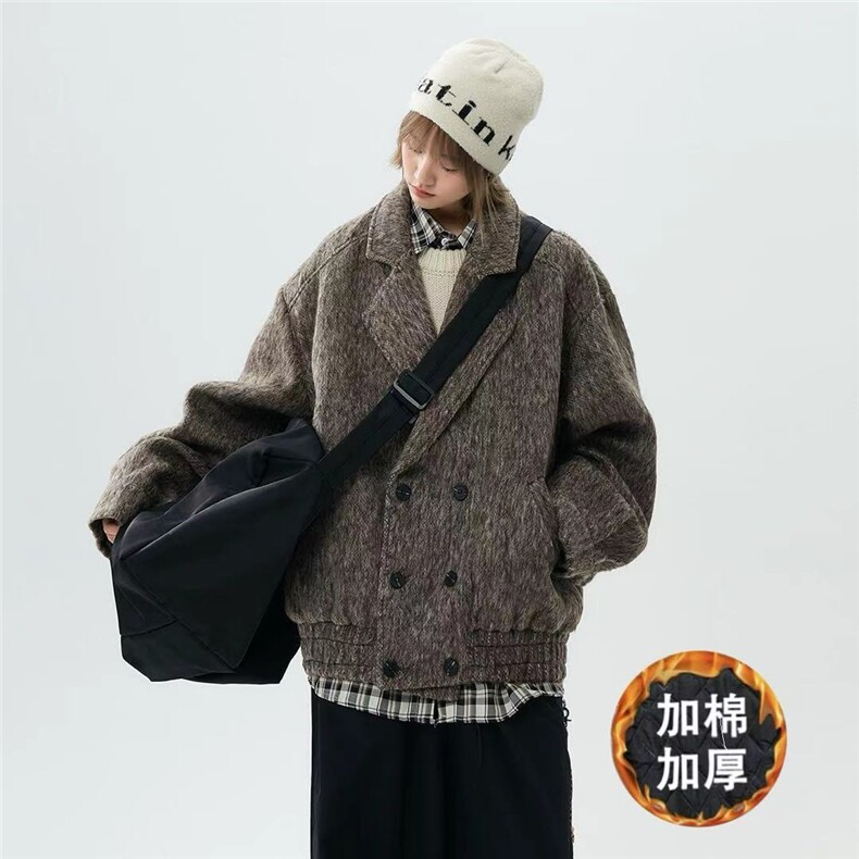 现货翻领简约CIEAN FIT复古潮流加棉宽松中性外套N60-P125控178图片