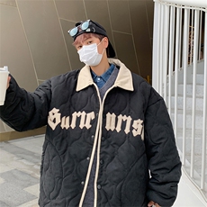 冬季新款帅气潮流休闲ins服港风青春流行棒球领衣W6345-P82，男装棉衣，星座512-3