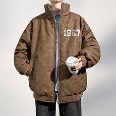 DT2236-TP130控价178冬季棉衣男生潮牌美式暗纹质感皮衣外套，男装棉衣，电商A102-1