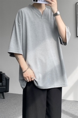 8XL-M短袖t恤男款夏季薄款垂感小V领七分袖加肥加大码DT005特P20，男装T恤，电商B312