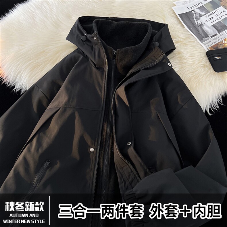 TH800201/P95冲锋衣加内胆大码防风防水三合一外套夹克男女同款图片