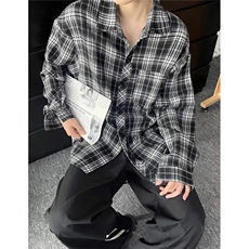 格子衬衫外套女春夏季新款宽松慵懒风炸街超好看长袖衬衣CS322，男装衬衫，星座1116A（原606A-3）