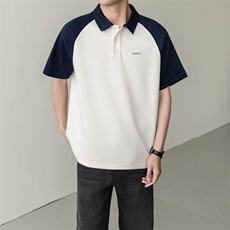 夏男翻领POLO衫拼色男休闲宽松休闲衬衣轻熟风A236-82562-P55，男装Polo衫，电商A236