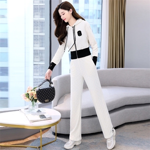时尚减龄套装女秋春百搭修身女神范高端欧货系腰带显瘦阔腿裤套裤图片