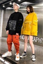 709-JK31-P9020秋款情侣宽松字母印花透明大口袋连帽夹克，男装夹克，星座709