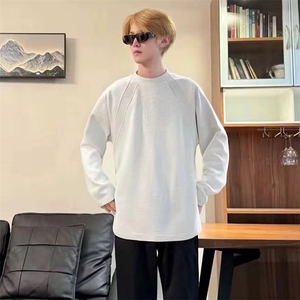 抖音得物品质26春装美式高街曼巴棉螺纹拼接卫衣圆领长袖T恤YT164图片