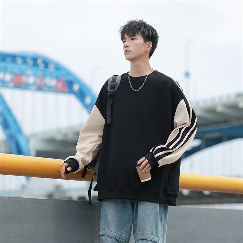 W6498-P40秋季新款300克美式vibe拉条圆领套头宽松卫衣，男装卫衣，星座109-1