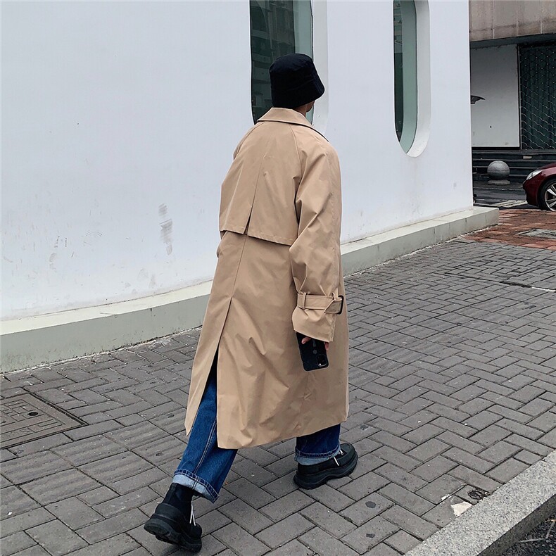 1港风新款宽松休闲中长款风衣潮流帅气英伦风男外套7668P90控118,男装风衣,星座226-2