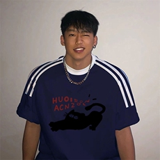 夏季美式高街重磅纯棉三条杠织带撞色男女短袖T恤ZD568-特P30，男装T恤，电商A486