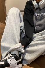 8XL-M特大码秋季新款垂感休闲裤男宽松直筒裤男裤子拖地裤K937P40，男装休闲裤，电商D206-1