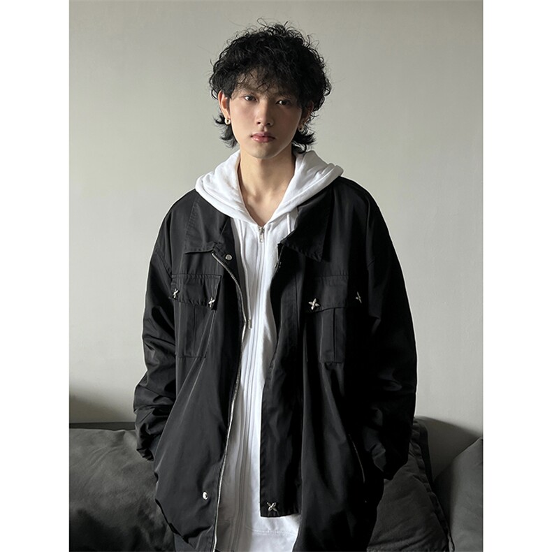 B221美式ins高街暗黑金属感宽松休闲外套上衣SY2303-P90控118,男装夹克,电商B221