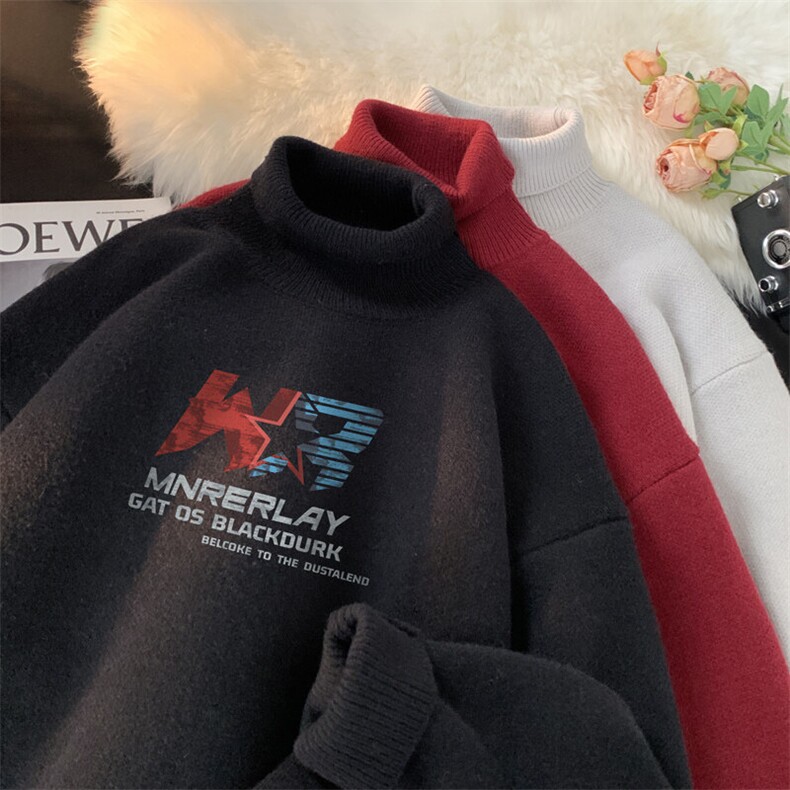 高质量！秋冬高领毛衣加绒加厚翻领针织衫男毛衣FL227-特p38,男装针织衫/毛衣,电商B367