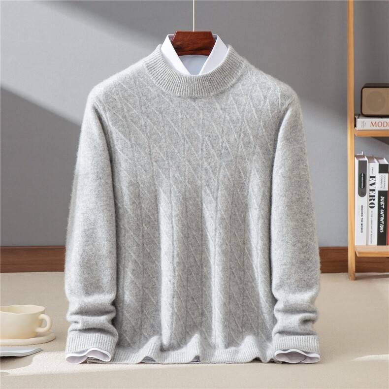 商务休闲加厚山羊绒衫高档半高领毛衣男士2025秋冬新款针织羊毛衫，男装羊绒套衫，牧群羊绒