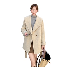 双面羊毛大衣女2025冬新款韩版轻奢高级感中长款气质收腰毛呢外套，女装毛呢外套，1C150