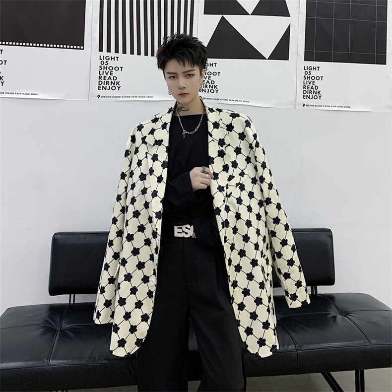 山本暗黑风男装小西服潮流帅气花朵西装外套潮A452,男装西服,电商A452