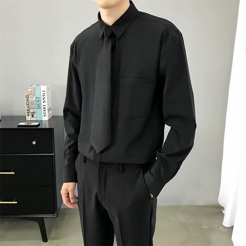 衬衫男长袖轻熟风男装韩版修身薄款商务免烫垂感高感衬衣男 Y31图片