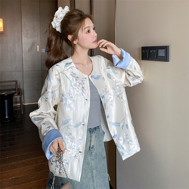 新中式国风刺绣外套女春夏秋2025新款超火好看高级感宽松百搭上衣,女装短外套,2C339