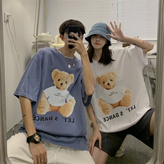 夏季情侣装印花可爱小熊短袖T恤学生卡通上衣A071-5506-P25，男装T恤，电商A071
