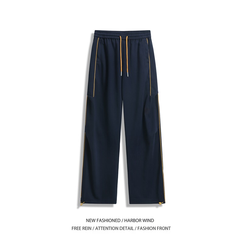 2025春季新款条纹撞色百搭宽松拖地休闲卫裤B315-K868-p55控78,男装休闲裤,电商B315