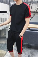 休闲运动T恤两件套圆领套装短款时尚短裤T恤套装DS81TP55，男装T恤，电商A102