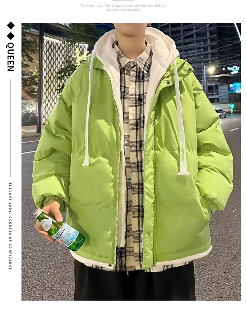 假两件连帽棉服男秋冬保暖防寒棉衣潮流外套青少年MY062-P78,男装棉衣,星座1109-3