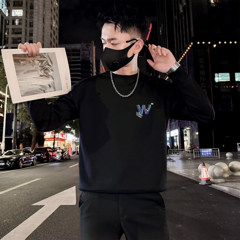 秋冬新款潮牌字母印花长袖t恤男重磅加绒个性百搭欧货情侣卫衣潮图片