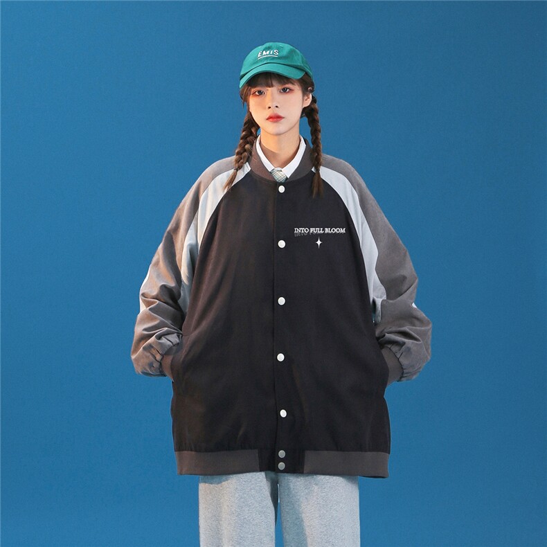 中性风2023秋季新款港风ins潮流字母印花棒球服夹克G412p65控88,男装夹克,A247A