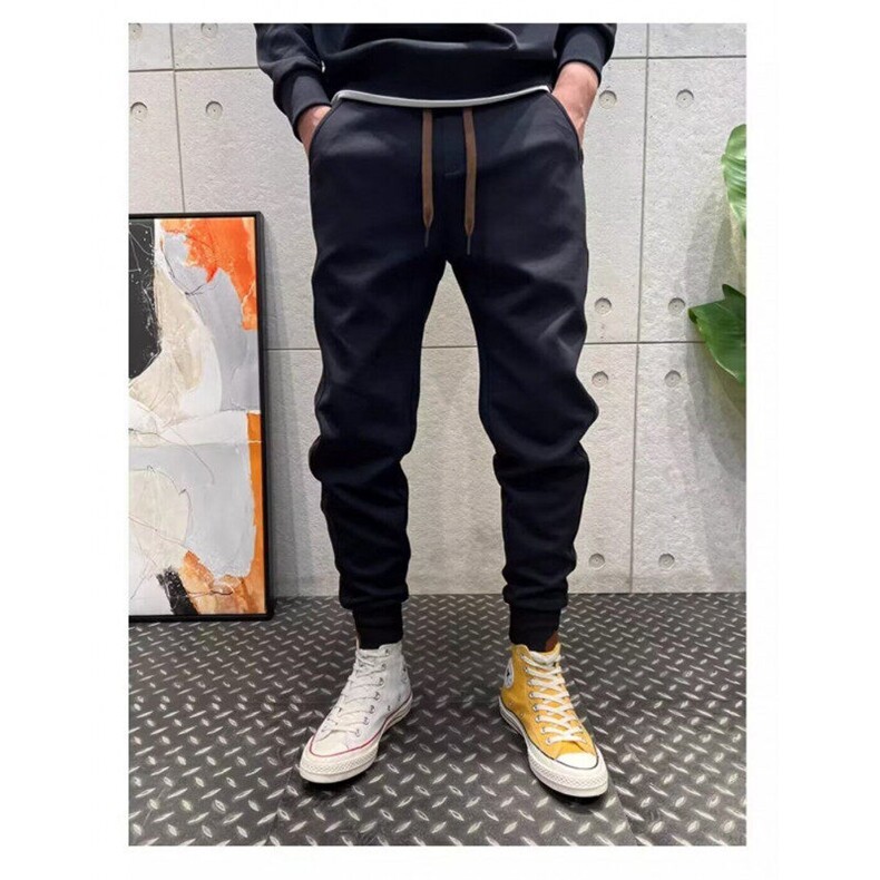 新款加绒束脚卫裤男士刺绣运动裤秋冬韩版百搭小脚裤休闲长裤,男装休闲裤,星座1013