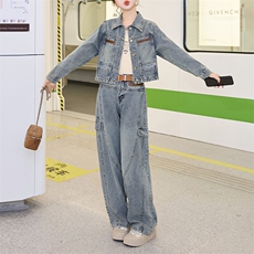 牛仔外套女洋气减龄显瘦春秋装2025新款轻熟风时尚气质两件套套装，女装套装/套裙，潮流依族