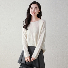 100%纯山羊绒秋冬新款时尚一字领斜条纹羊绒衫百搭上衣女，女装羊绒衫，阿舍尔精品