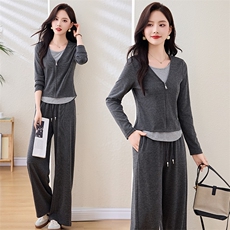 时尚休闲套装女2025春装新款洋气韩版宽松显瘦阔腿裤减龄两件套潮，女装套装/套裙，衣之秀