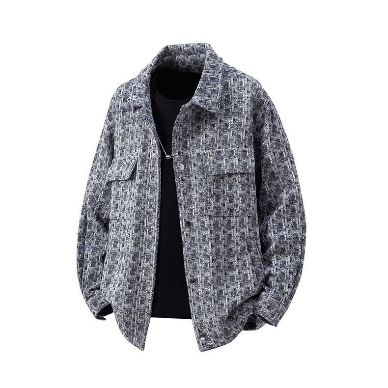 立体小香风金属按扣大码M-5XL夹克男聚酯纤维JK77080P85控128，男装夹克，星座227-7